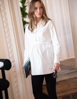 Fashion Seraphine Larissa | White Cotton Maternity & Nursing Shirt