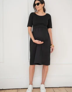 Clearance Seraphine Lauritz | Cotton Poplin Maternity and Nursing Dress With Jersey Top