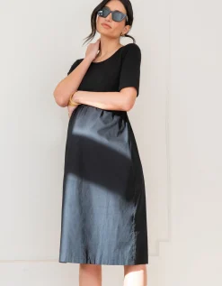 Clearance Seraphine Lauritz | Cotton Poplin Maternity and Nursing Dress With Jersey Top
