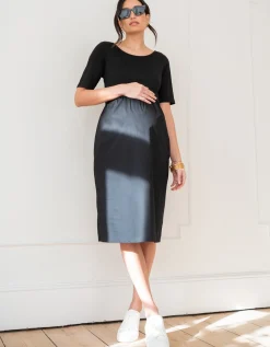 Clearance Seraphine Lauritz | Cotton Poplin Maternity and Nursing Dress With Jersey Top