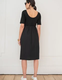 Clearance Seraphine Lauritz | Cotton Poplin Maternity and Nursing Dress With Jersey Top