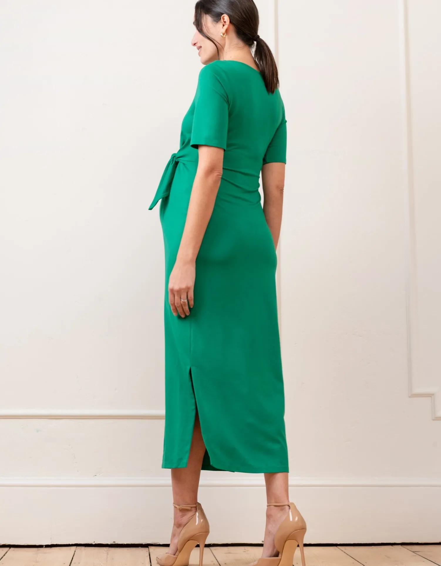 Shop Seraphine Lia | Tie-Front Ponte Roma Jersey Maternity Dress