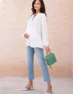 Sale Seraphine Lisabet | Pintuck Button-Down Maternity-To-Nursing Shirt