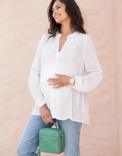 Sale Seraphine Lisabet | Pintuck Button-Down Maternity-To-Nursing Shirt