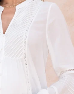 Sale Seraphine Lisabet | Pintuck Button-Down Maternity-To-Nursing Shirt