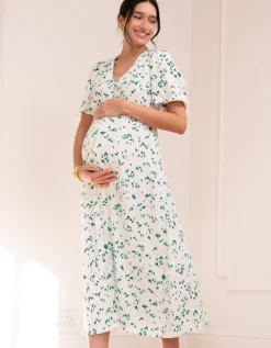 Store Seraphine Louella | Button-Through V Neck Midi Maternity-To-Nursing Dress