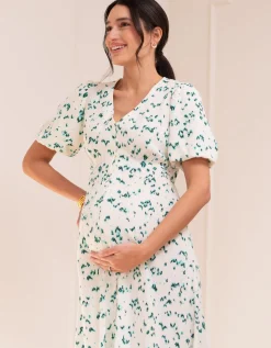 Store Seraphine Louella | Button-Through V Neck Midi Maternity-To-Nursing Dress