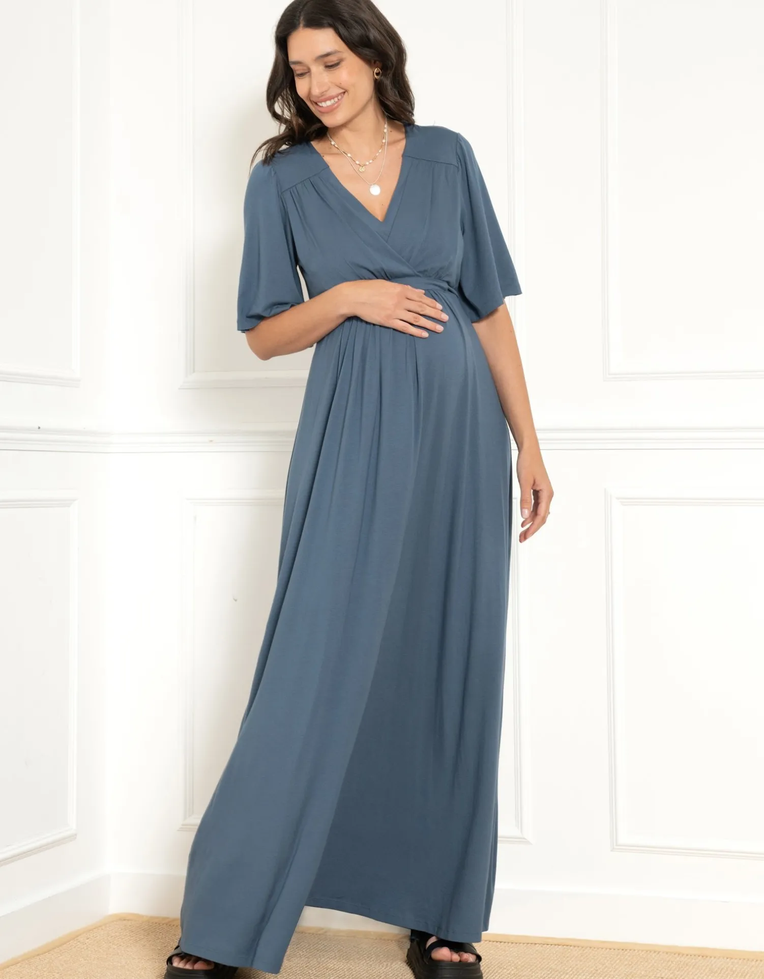 Shop Seraphine Ludwina | Flounce Sleeve Maternity-To-Nursing Maxi Dress