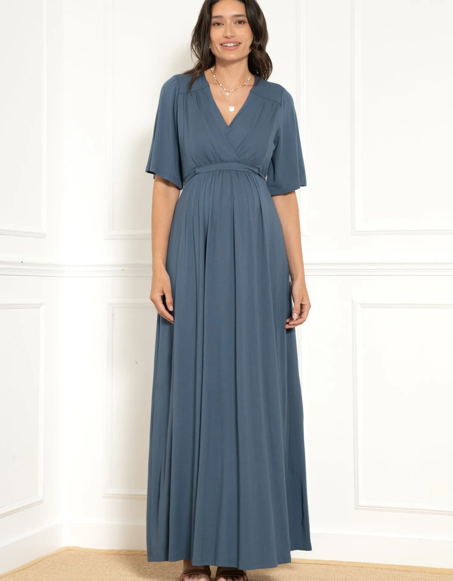 Shop Seraphine Ludwina | Flounce Sleeve Maternity-To-Nursing Maxi Dress