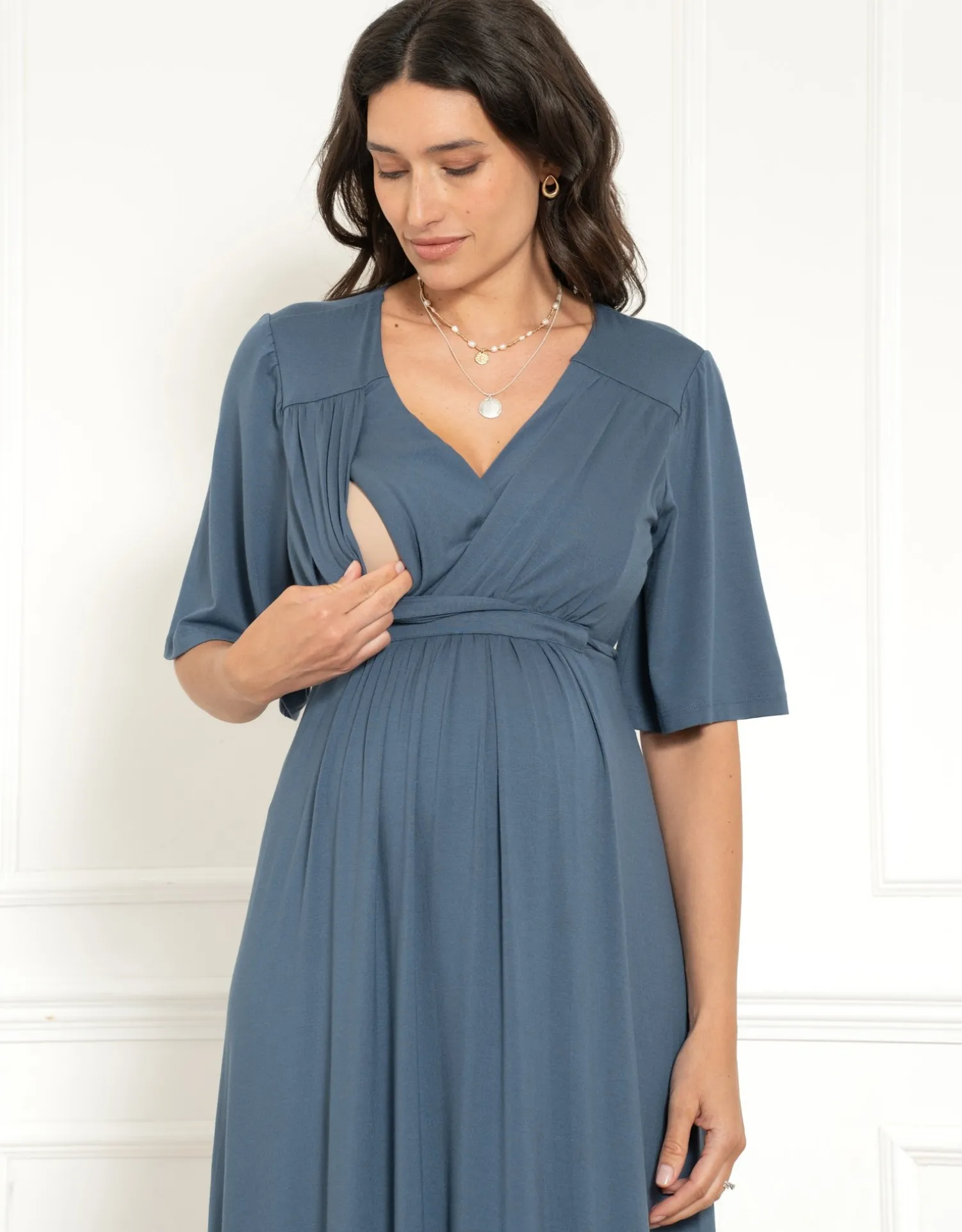 Shop Seraphine Ludwina | Flounce Sleeve Maternity-To-Nursing Maxi Dress