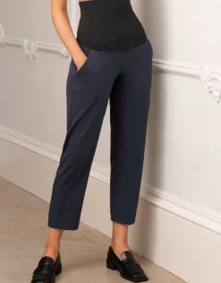 Outlet Seraphine Luisa | Tapered Navy Post Maternity Shaping Pants