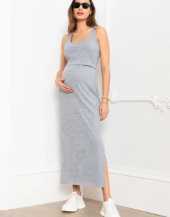 Shop Seraphine Luisana | Jersey Scoop Neck Bodycon-Style Maxi Maternity and Nursing Dress