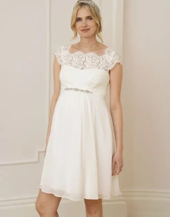 Store Seraphine Lyvia | Ivory Eyelash Lace & Silk Chiffon Maternity Dress