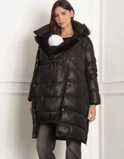 Cheap Seraphine Malika | Shiny Puffer Maternity Coat with Faux-Fur Trim