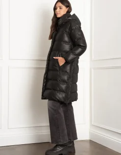 Cheap Seraphine Malika | Shiny Puffer Maternity Coat with Faux-Fur Trim