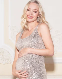 New Seraphine Marylyn | Gold Shimmer Maternity Evening Dress