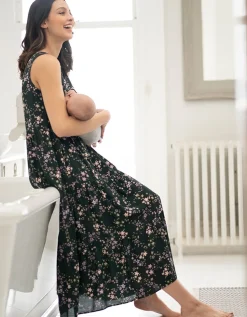 Clearance Seraphine Milly | Floral Woven Maternity & Nursing Midi Dress