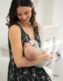 Clearance Seraphine Milly | Floral Woven Maternity & Nursing Midi Dress