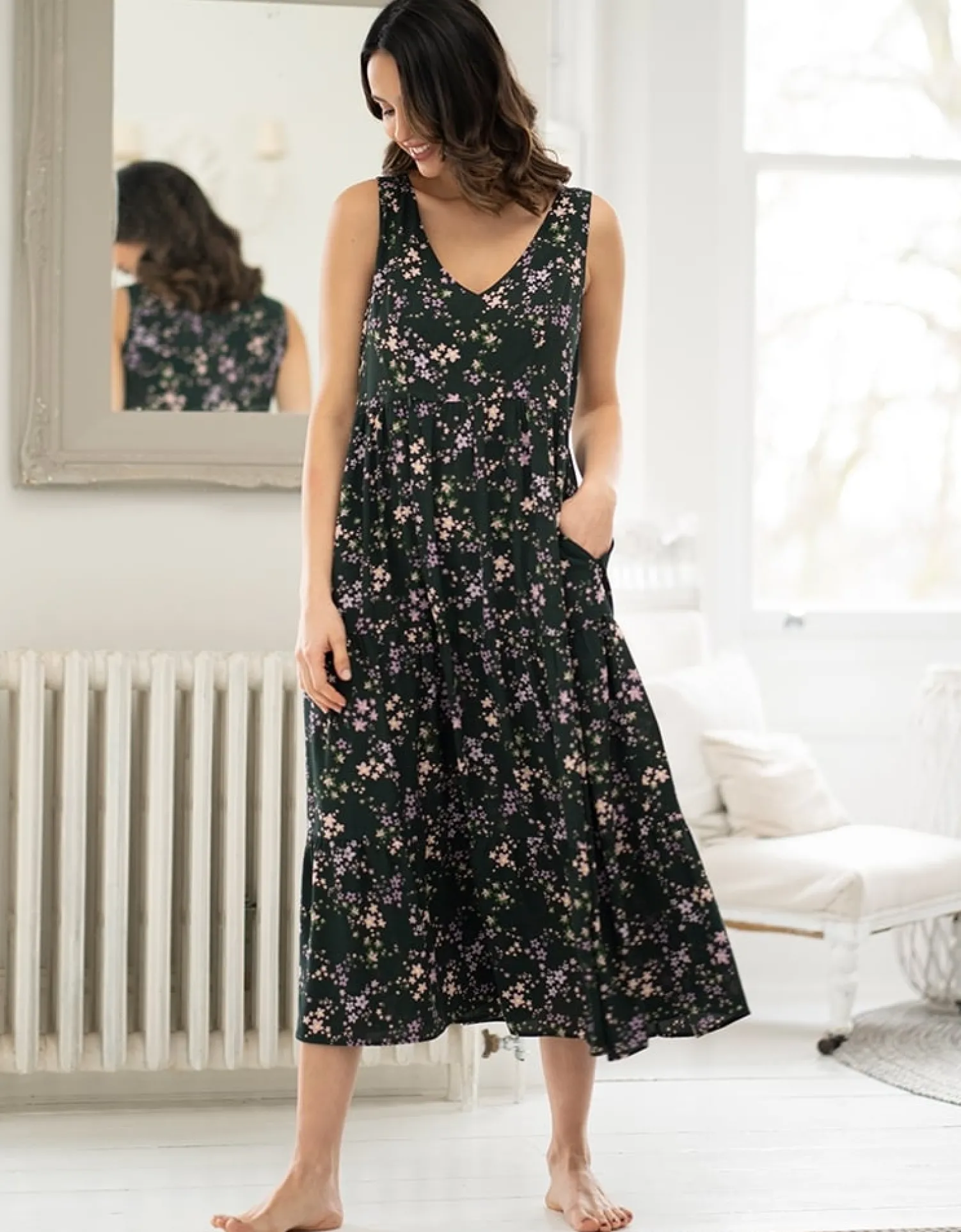 Clearance Seraphine Milly | Floral Woven Maternity & Nursing Midi Dress