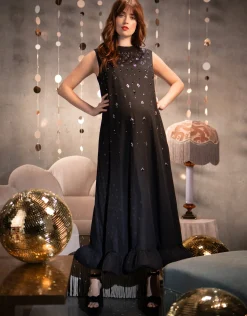 Shop Seraphine Moselle | Embellished Peplum Maternity Swing Dress