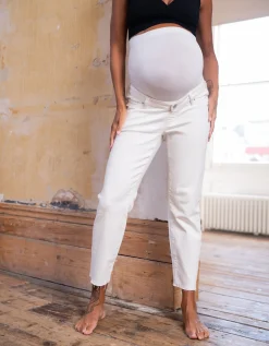 Sale Seraphine Myles | Cotton Cream Tapered Maternity Jeans