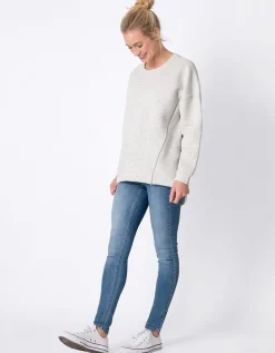 Shop Seraphine Narah | Soft Grey Cotton Blend Maternity & Nursing Sweatshirt