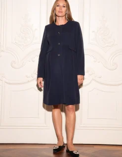Sale Seraphine Natasha | Navy Blue Cashmere Blend Maternity Coat