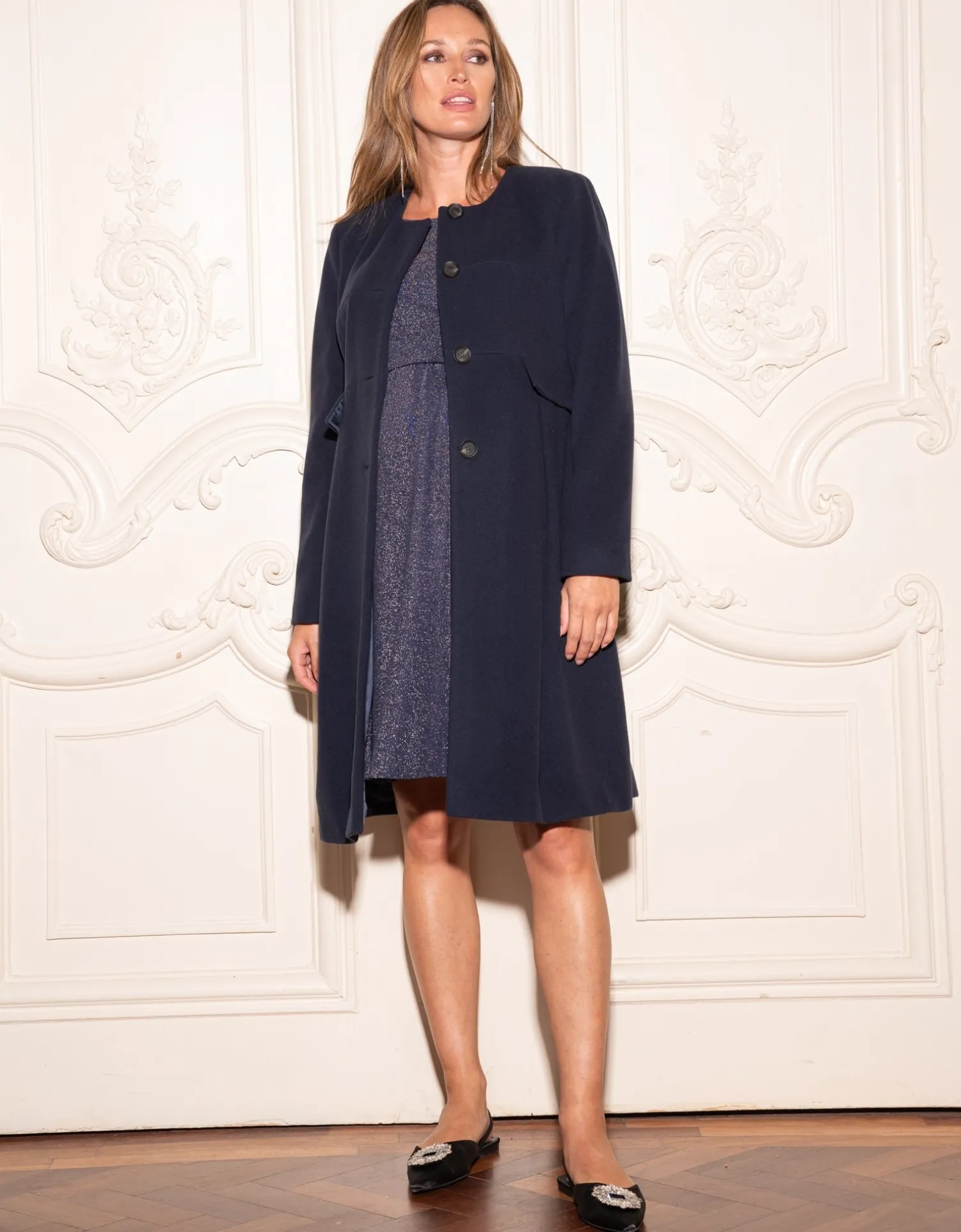 Sale Seraphine Natasha | Navy Blue Cashmere Blend Maternity Coat