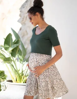 Fashion Seraphine Nessa | Khaki Ditsy Floral 2 in 1 Maternity & Nursing Dress