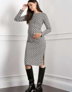 Sale Seraphine Nigella | Geo Jacquard Knit Maternity & Nursing Dress