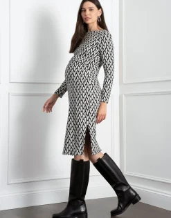 Sale Seraphine Nigella | Geo Jacquard Knit Maternity & Nursing Dress