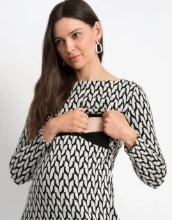 Sale Seraphine Nigella | Geo Jacquard Knit Maternity & Nursing Dress