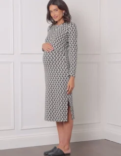 Sale Seraphine Nigella | Geo Jacquard Knit Maternity & Nursing Dress