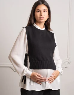 Hot Seraphine Nilly | Black Knitted Maternity Layering Vest