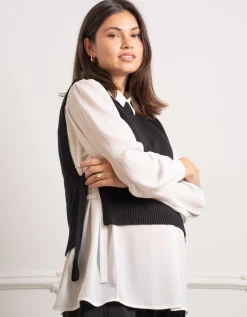 Hot Seraphine Nilly | Black Knitted Maternity Layering Vest
