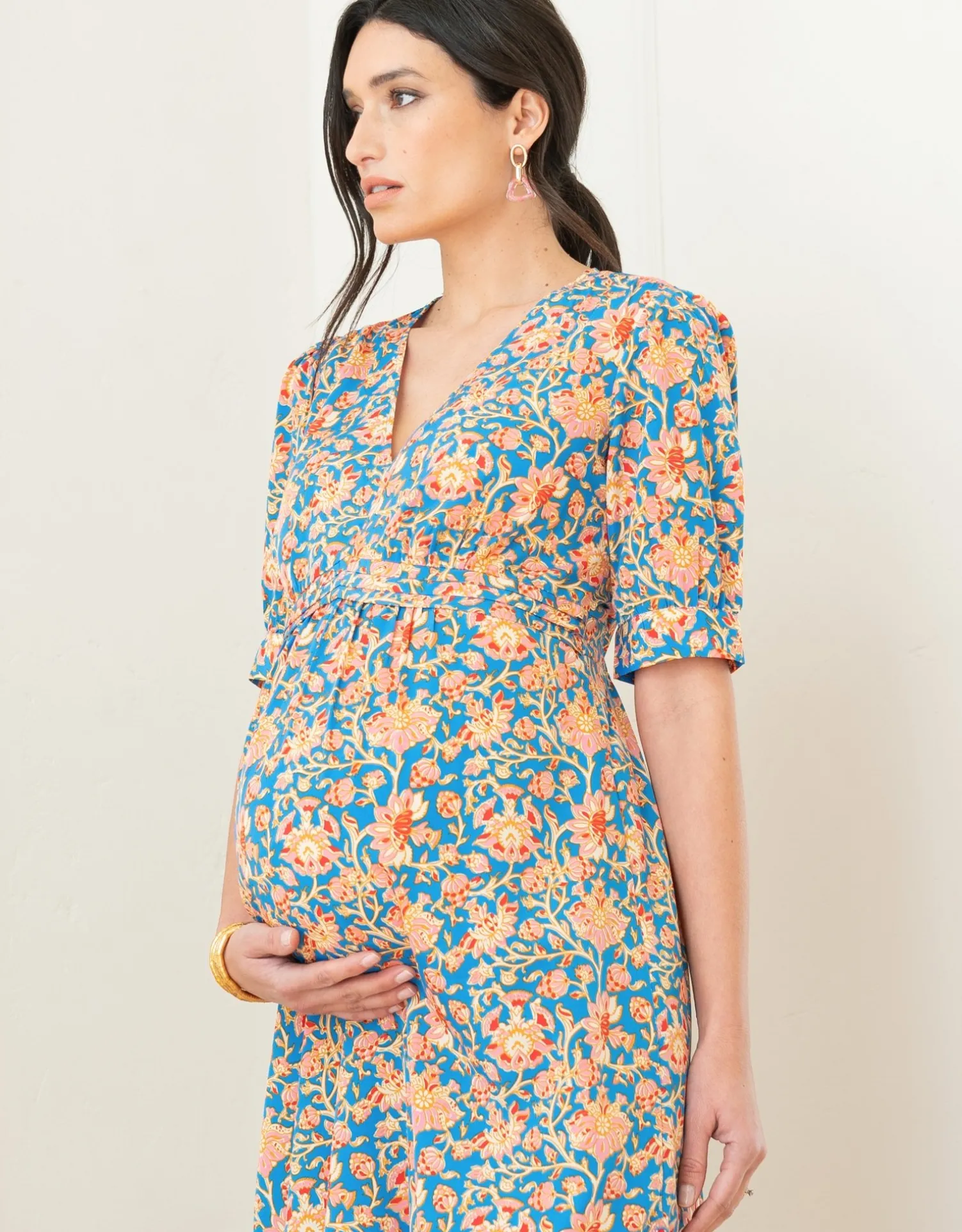 Shop Seraphine Noemi | Pleat Detail A-Line Maxi Maternity Dress
