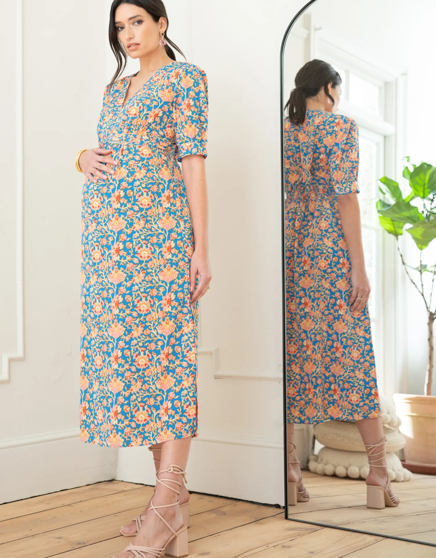 Shop Seraphine Noemi | Pleat Detail A-Line Maxi Maternity Dress