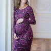 Best Seraphine Padme | Purple Print Jersey Bodycon Maternity Dress