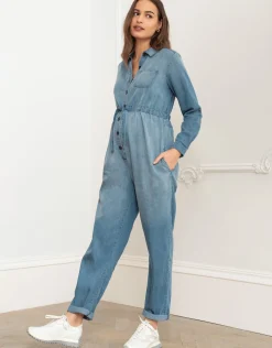 Store Seraphine Pearl | Tencel Denim Maternity Jumpsuit