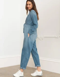 Store Seraphine Pearl | Tencel Denim Maternity Jumpsuit