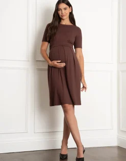 Sale Seraphine Peche | Pleat Detail Maternity & Nursing Dress