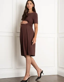 Sale Seraphine Peche | Pleat Detail Maternity & Nursing Dress