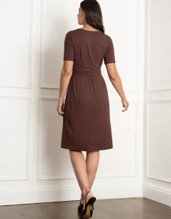 Sale Seraphine Peche | Pleat Detail Maternity & Nursing Dress