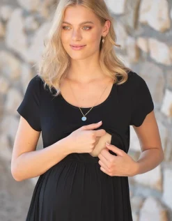 Online Seraphine Pippi | Black Jersey Maternity & Nursing Maxi Dress