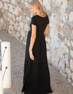 Online Seraphine Pippi | Black Jersey Maternity & Nursing Maxi Dress