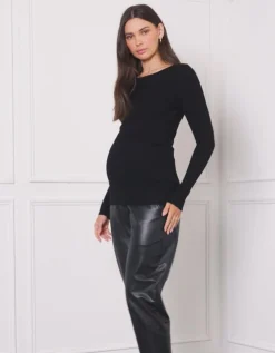 Best Seraphine Quartz | Rib Knit Crew Neck Maternity & Nursing Top
