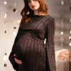 Best Sale Seraphine Quentin | Metallic Thread Knit Maternity Dress