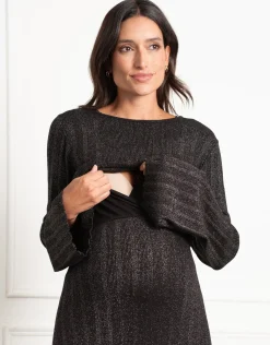 Best Sale Seraphine Quentin | Metallic Thread Knit Maternity Dress
