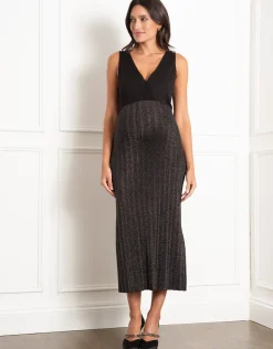 Best Sale Seraphine Quentin | Metallic Thread Knit Maternity Dress