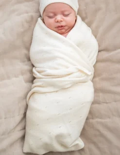 Shop Seraphine Quinnley | Mini Cotton & Cashmere Ivory White Knitted Baby Blanket